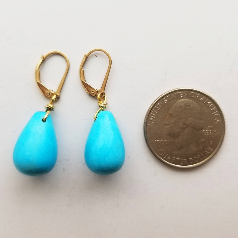 Large Genuine Turquoise Drop Earrings